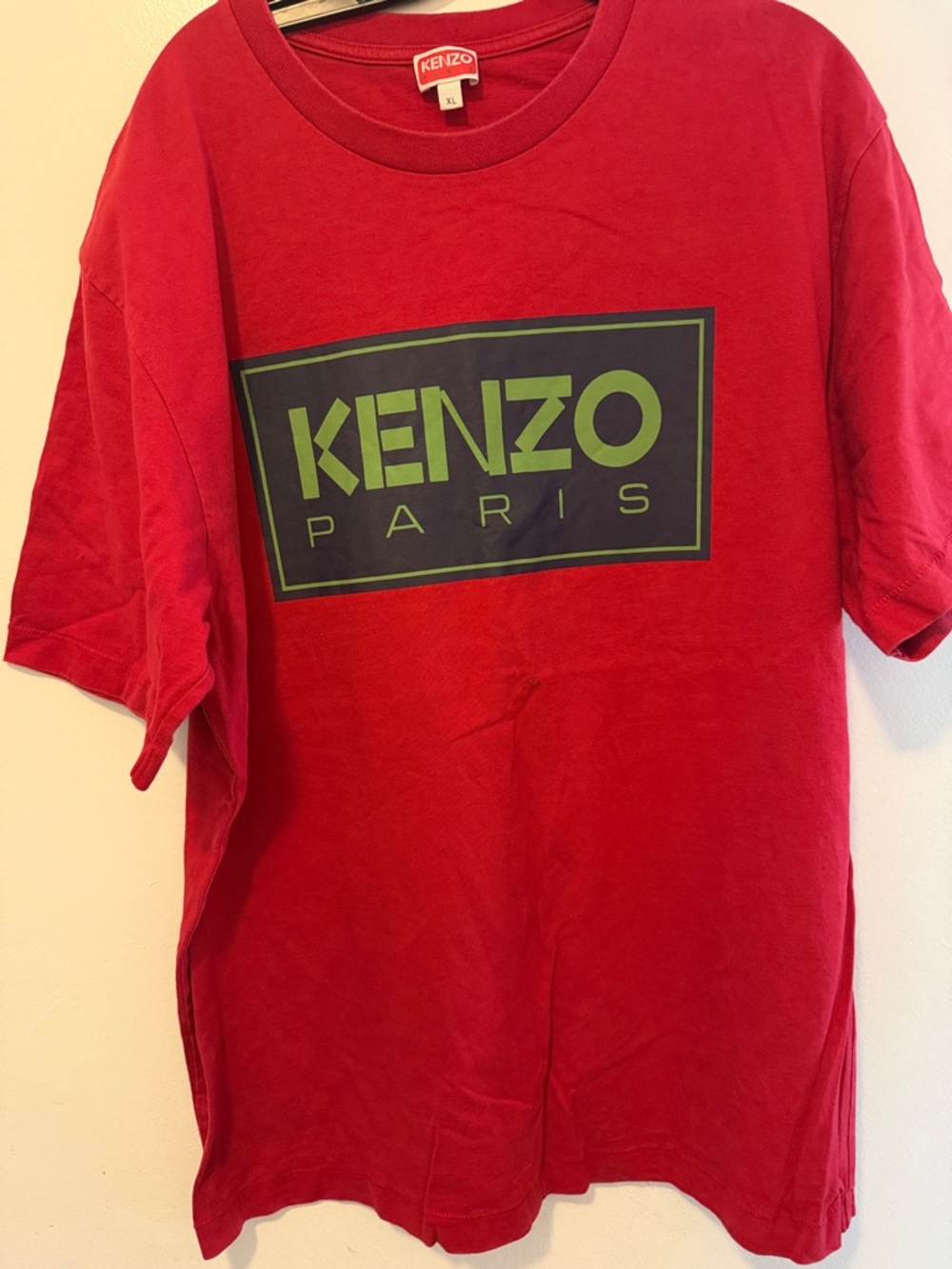 Kenzo Red Tee with Green Logo Box